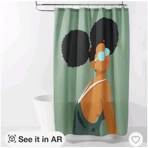 Room Essentials 72" x 72" Puffs & Sunglasses Girl Shower Curtain New